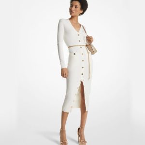 Enchanting Midi White Chambray Dress