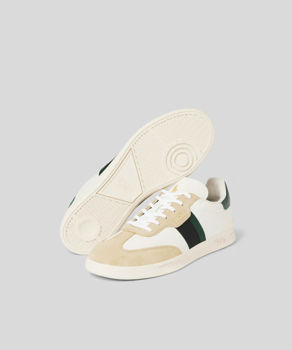 Leather sneakers with contrasting trim in white
