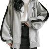 Oversized Streetwear Zip-Up Hoodie with Contrast Side Stripes