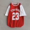 Varsity Layered Jersey Tee – Retro "Strasburg 23" Graphic Colorblock Shirt
