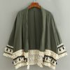 Olive Garden Crochet Trim Kimono Cardigan with Tassel Fringe