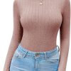 Ribbed Knit Crewneck Long-Sleeve Top – Dusty Rose