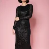 Embellished Long-Sleeve Bodycon Dress