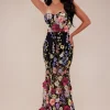 Floral Mesh Overlay Maxi Dress