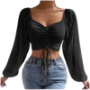Ruched Tie-Front Crop Top
