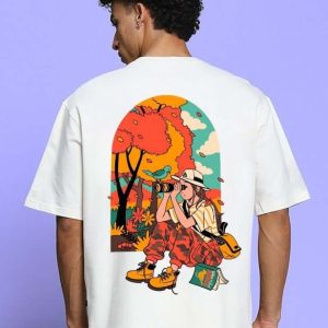 Illustrated Back-Print Graphic T-Shirt