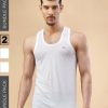 Lux Nitro White Cotton Regular Fit Solid Vest (Pack of 2)