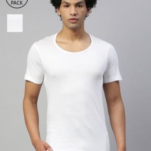 DIXCY SCOTT MAXIMUS White Cotton Regular Fit Vest - Pack Of 2